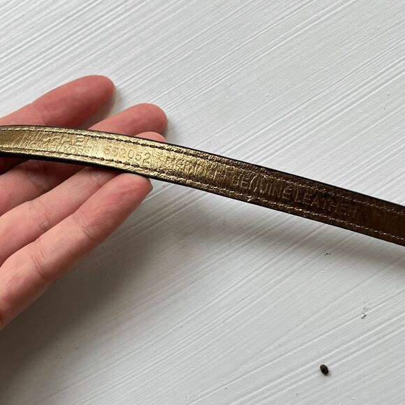 VTG Y2K Michael Kors Brown Leather Skinny Belt w/ Zipper Detail Gold Buckle - Picture 12 of 12